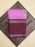 Banaras fancy saree in lavender color allover zari motifs & zari border with brocade pallu and attached blouse