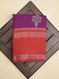 Banaras fancy saree in violet color allover zari motifs & zari border with brocade pallu and attached blouse