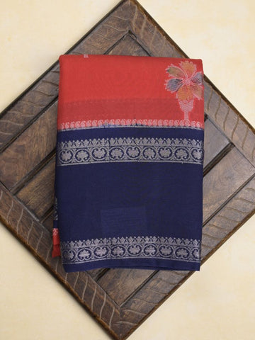 Banaras fancy saree in red color allover zari motifs & zari border with brocade pallu and attached blouse