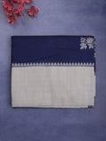 Tabby silk fancy saree in blue color allover zari motifs & zari border with rich pallu and plain blouse