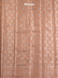 Banaras fancy saree in maroon color allover zari stripes & zari border with zari pallu and attached contrast blouse