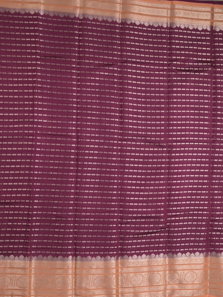 Banaras fancy saree in maroon color allover zari stripes & zari border with zari pallu and attached contrast blouse