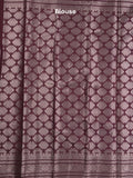 Banaras fancy saree in parrot green color allover zari stripes & zari border with zari pallu and attached contrast blouse