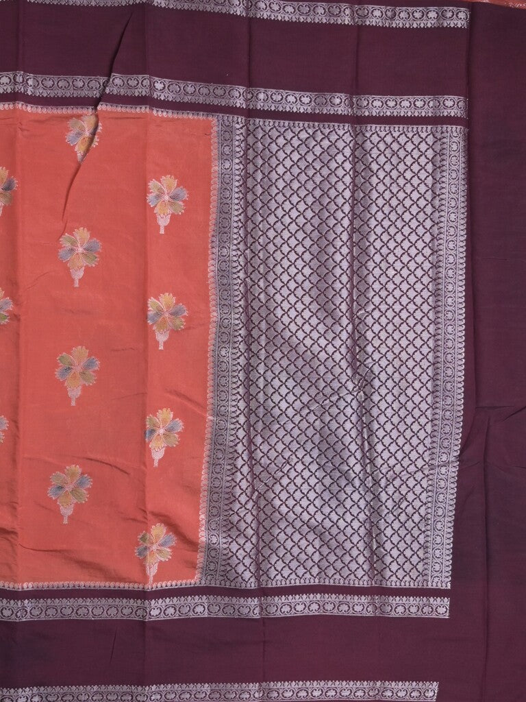 Banaras fancy saree in pink color allover zari motifs & zari border with brocade pallu and attached blouse