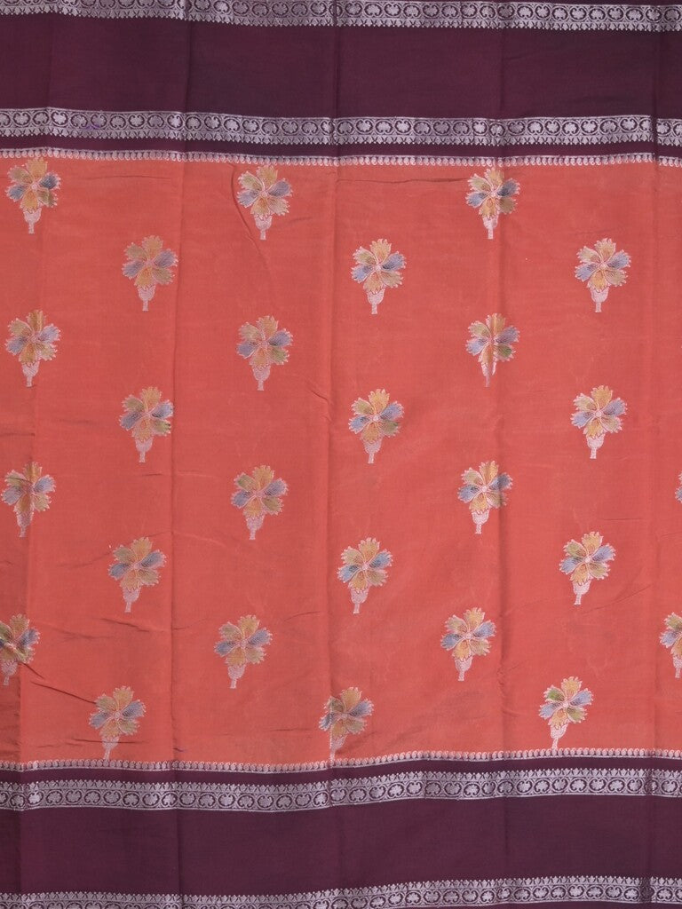 Banaras fancy saree in pink color allover zari motifs & zari border with brocade pallu and attached blouse