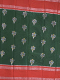 Banaras fancy saree in bottle green color allover zari motifs & zari border with brocade pallu and attached blouse
