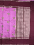 Banaras fancy saree in lavender color allover zari motifs & zari border with brocade pallu and attached blouse