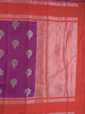 Banaras fancy saree in violet color allover zari motifs & zari border with brocade pallu and attached blouse