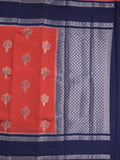 Banaras fancy saree in red color allover zari motifs & zari border with brocade pallu and attached blouse