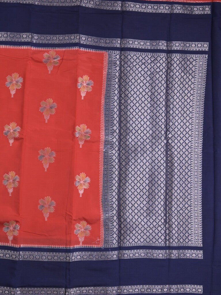 Banaras fancy saree in red color allover zari motifs & zari border with brocade pallu and attached blouse