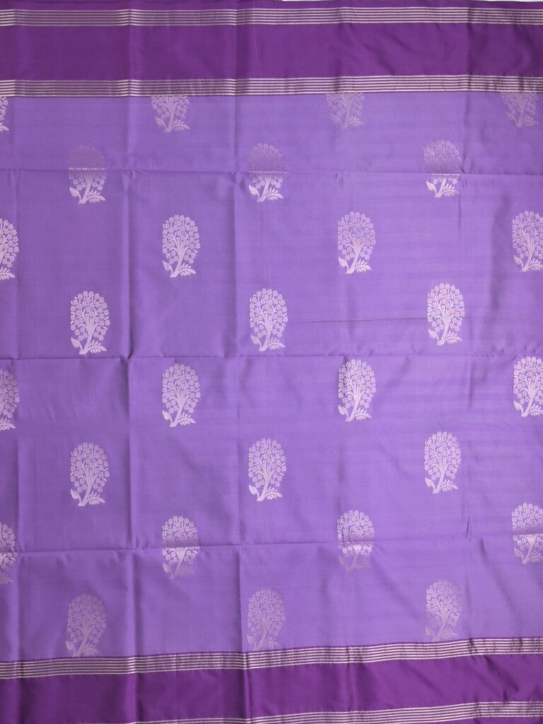 Vintage pattu saree lavender color allover zari motifs & kaddi border with rich pallu and contrast plain blouse