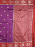 Banaras fancy saree in violet color allover zari motifs & zari border with brocade pallu and attached blouse