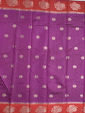 Banaras fancy saree in violet color allover zari motifs & zari border with brocade pallu and attached blouse
