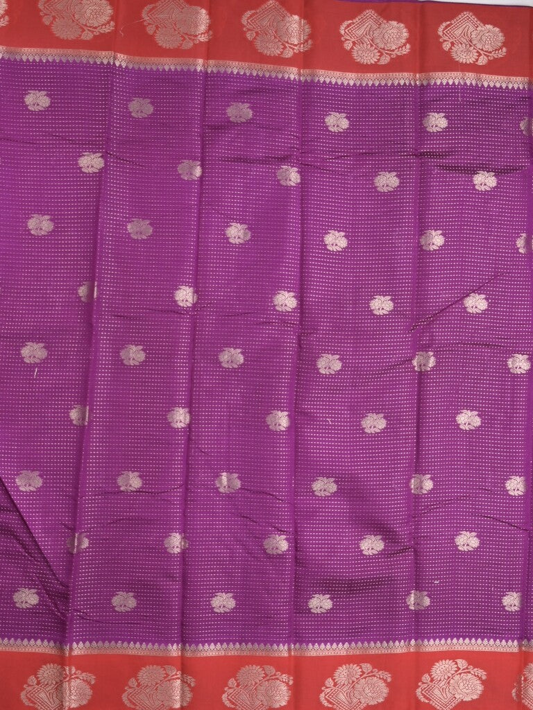 Banaras fancy saree in violet color allover zari motifs & zari border with brocade pallu and attached blouse