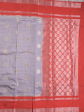Banaras fancy saree in grey color allover zari motifs & zari border with brocade pallu and attached blouse