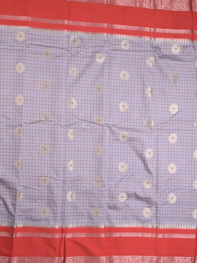 Banaras fancy saree in grey color allover zari motifs & zari border with brocade pallu and attached blouse