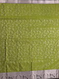 Kanchi pattu saree olive green color allover zari weaves & zari border with rich pallu and plain blouse