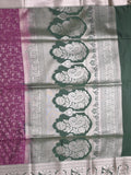 Kanchi pattu saree dark purple color allover zari weaves & zari border with rich pallu and plain blouse