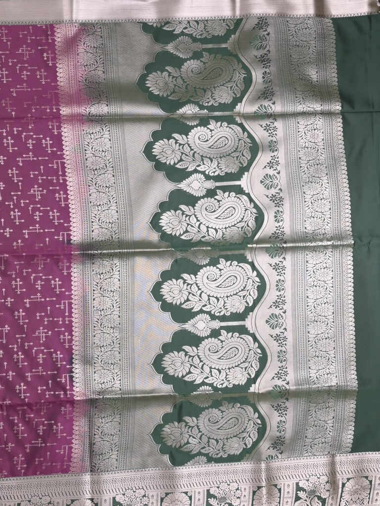 Kanchi pattu saree dark purple color allover zari weaves & zari border with rich pallu and plain blouse