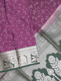 Kanchi pattu saree dark purple color allover zari weaves & zari border with rich pallu and plain blouse