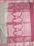 Kanchi pattu saree grey color allover zari weaves & zari border with rich pallu and plain blouse