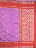 Banaras fancy saree in purple color allover zari motifs & zari border with brocade pallu and attached blouse