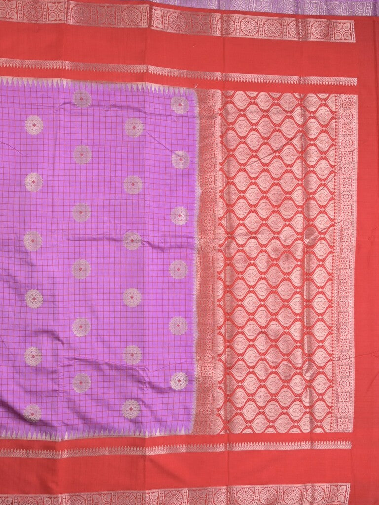 Banaras fancy saree in purple color allover zari motifs & zari border with brocade pallu and attached blouse