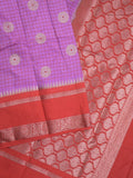 Banaras fancy saree in purple color allover zari motifs & zari border with brocade pallu and attached blouse