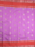 Banaras fancy saree in purple color allover zari motifs & zari border with brocade pallu and attached blouse