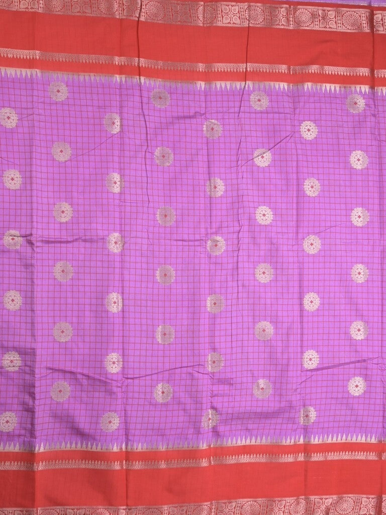 Banaras fancy saree in purple color allover zari motifs & zari border with brocade pallu and attached blouse