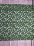 Kanchi pattu saree bottle green color allover zari weaves & zari border with rich pallu and plain blouse