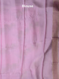 Satin silk fancy saree light pastel purple color allover zari weaves & zari border with zari pallu and plain self blouse