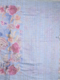 Lenin fancy light blue color saree with allover prints, sequins work and attached plain blouse