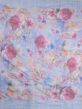 Lenin fancy light blue color saree with allover prints, sequins work and attached plain blouse