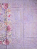 Lenin fancy pastel purple color saree with allover prints, sequins work and attached plain blouse