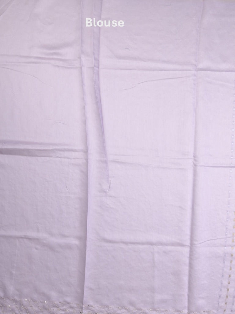 Lenin fancy pastel purple color saree with allover prints, sequins work and attached plain blouse
