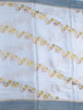Satin silk fancy saree pastel blue color allover zari weaves & zari border with zari pallu and plain self blouse