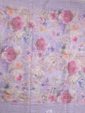 Lenin fancy pastel purple color saree with allover prints, sequins work and attached plain blouse