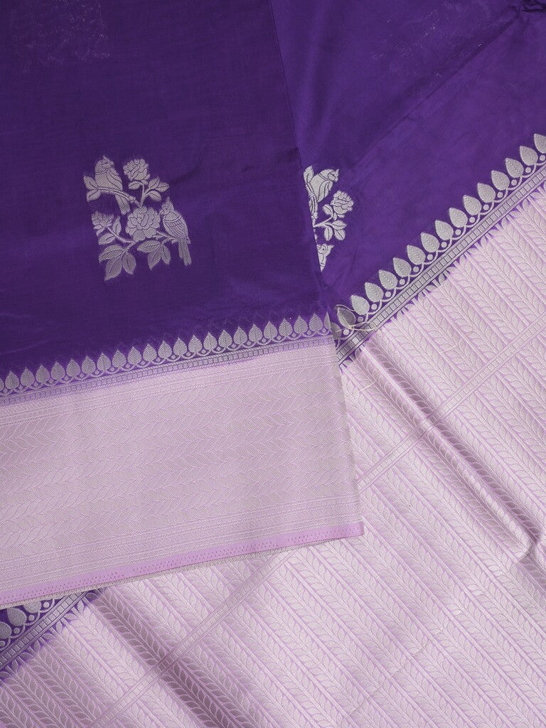 Tabby silk fancy saree in navy blue color allover zari motifs & zari border with rich pallu and plain blouse