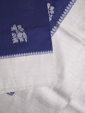 Tabby silk fancy saree in blue color allover zari motifs & zari border with rich pallu and plain blouse