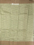Chanderi fancy saree light pista green color allover prints & zari border with short pallu and printed blouse