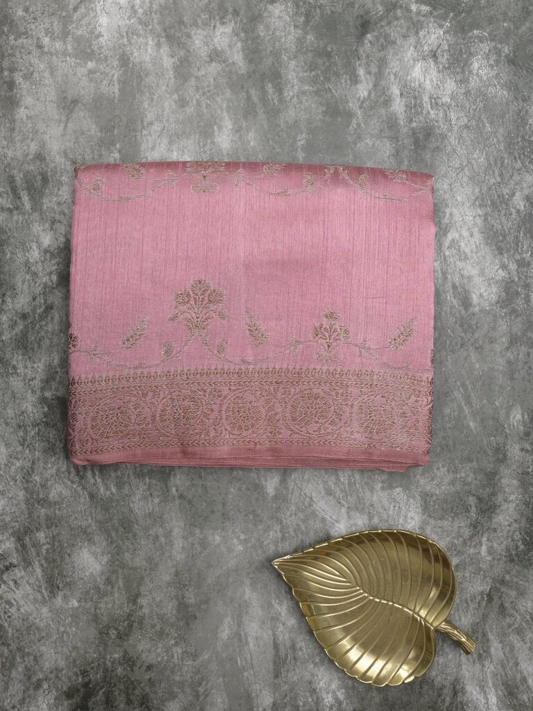Jute matka fancy saree for women | peach | zari border | party wear