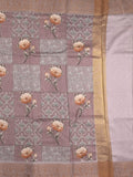 Chanderi fancy saree dark purple color allover prints & zari border with short pallu and printed blouse
