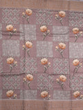 Chanderi fancy saree dark purple color allover prints & zari border with short pallu and printed blouse