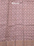 Chanderi fancy saree dark purple color allover prints & zari border with short pallu and printed blouse