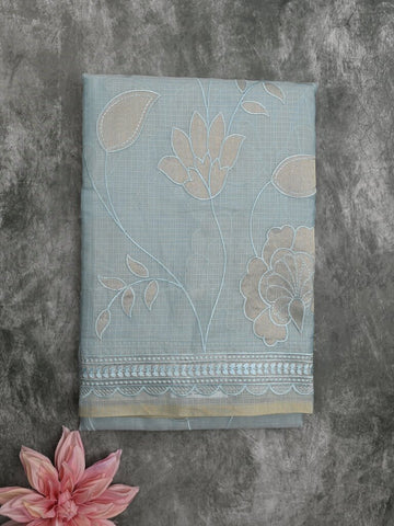 Kota fancy saree for women | sky blue | embroidery border | party wear