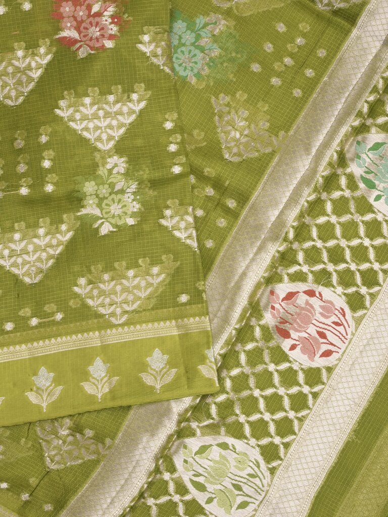 Kota fancy saree for women | parrot green | zari border | party wear