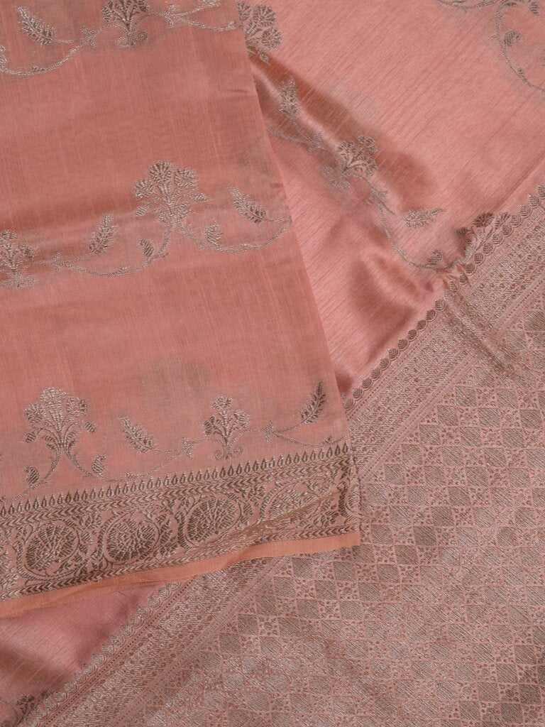 Jute matka fancy saree for women | peach | zari border | party wear