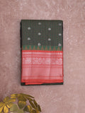 Gadwal pattu saree black color allover zari motifs & kanchi border with rich pallu and contrast plain blouse