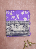 Banaras fancy saree lavender color allover zari weaves & zari border with rich pallu and plain blouse